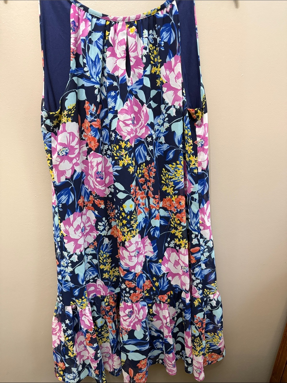 Roz & Ali Navy Floral Womens Sundress with Pink, Blue & Yellow Accents